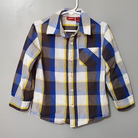Arizona Jean Company Other - 5/$25 Arizona Jean Company Blue Gray Yellow Plaid Long Sleeve Plaid Boys Size 4T